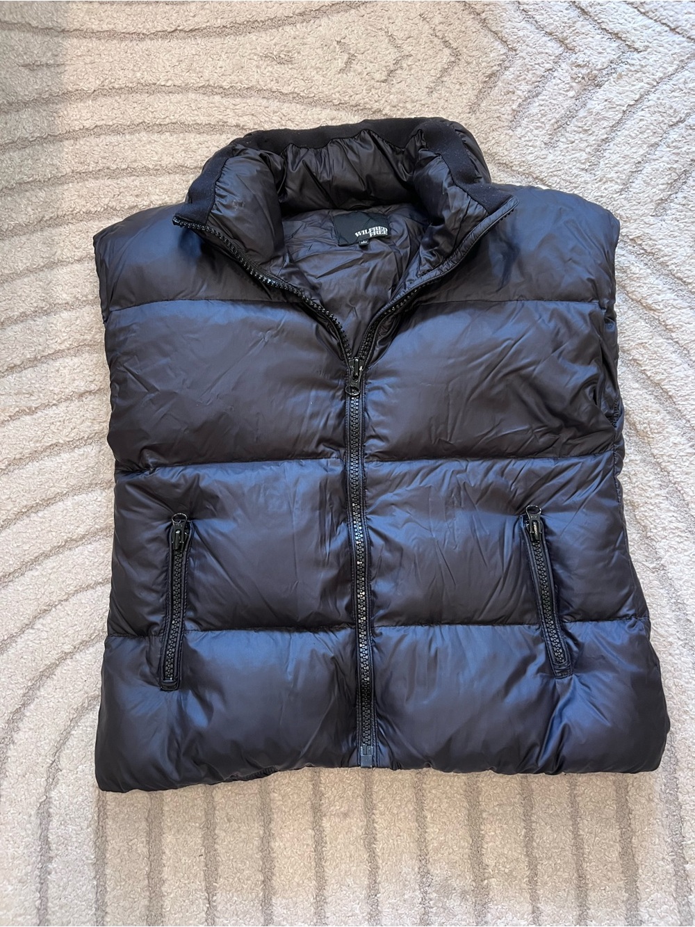 WILFRED FREE Black Puffer Down and Feather Jacket Vest - size Large (Aritzia)